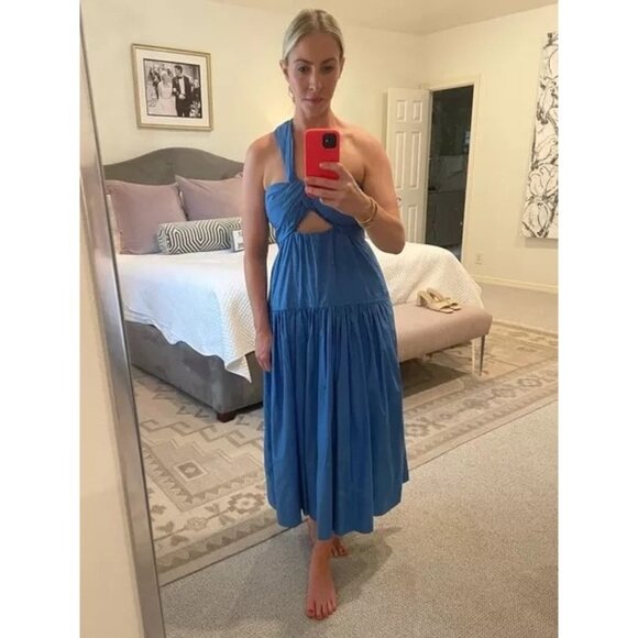 A.L.C Aubrey Dress 10 Blue Cut Out Twisted One Shoulder Cotton - Picture 15 of 15